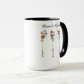 Mama's Garden Custom 3 Names Blumengeschenk für Ma Tasse (VorderseiteRechts)