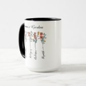 Mama's Garden Custom 5 Names Blumengeschenk für Ma Tasse (Vorderseite Links)