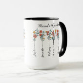 Mama's Garden Custom 6 Names Blumengeschenk für Ma Tasse (VorderseiteRechts)