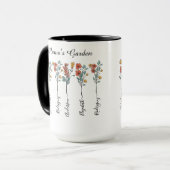 Mama's Garden Custom 6 Names Blumengeschenk für Ma Tasse (Vorderseite Links)