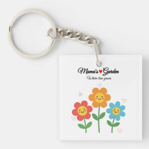 Mamas Garten, wo Liebe wächst   Florale Typographi Schlüsselanhänger