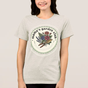 Mamas Gartenclub Vintage geschweifter Blumenabzeic Tri-Blend Shirt