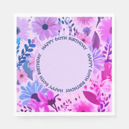 Mamas Geburtstags Rosa und Blau Foto Blumengebirge Serviette