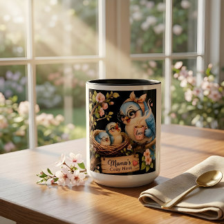 Mamas gemütliches Nest Schwarzer Becher Zweifarbige Tasse