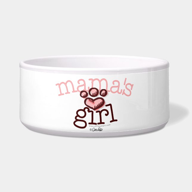 Mama's Girl Pink Paw Print Heart Napf (Vorderseite)