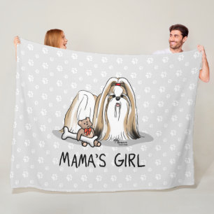 Mamas Girl Shih Tzu (bräunlich weiß) Mama des Hund Fleecedecke