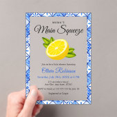 Mama's Haupt Squeeze Blue Tile Lemon Baby Dusche Acryleinladungen (Insitu (Handheld))