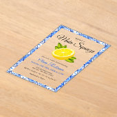 Mama's Haupt Squeeze Blue Tile Lemon Baby Dusche Acryleinladungen (Ablage )