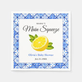Mama's Haupt Squeeze Blue Tile Lemon Baby Dusche Serviette (Vorderseite)