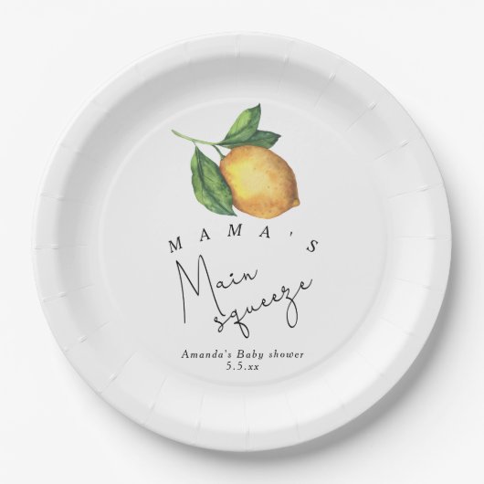 Mama's Haupt-Squeeze Lemon Babydusche Pappteller (Vorderseite)