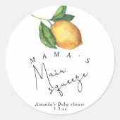 Mama's Haupt-Squeeze Lemon Babydusche Runder Aufkleber (Vorderseite)
