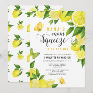 Mama's Haupt Squeeze Lemon Butterfly Babydusche Einladung