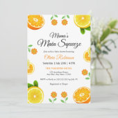 Mama's Haupt-Squeeze Orange Citrus Baby Dusche Einladung (Stehend Vorderseite)
