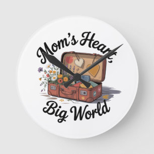 Mamas Herz, große Welt Runde Wanduhr