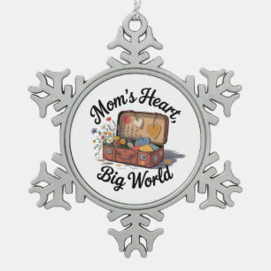 Mamas Herz, große Welt Schneeflocken Zinn-Ornament