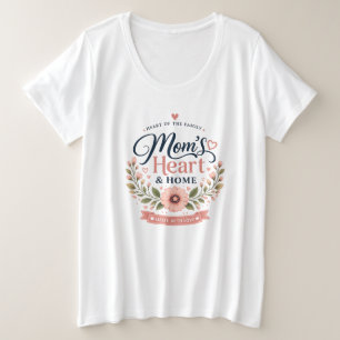 Mamas Herz & Zuhause Süßes florales Muttertags-T Große Größe T-Shirt