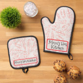 "Mama's Hot Kitchen" Geschenk Ofenhandschuh & Topflappen-Set (Oben Unten)