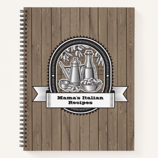 Mamas italienisches Rezept Buch mit Oliven (Vorderseite)