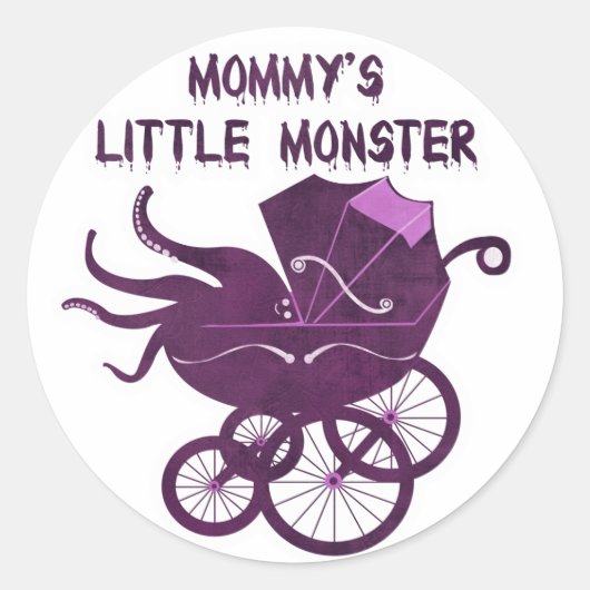 Mama's Kleines Monster. Runder Aufkleber (Vorderseite)