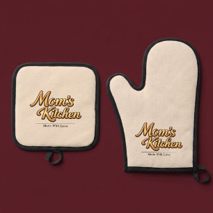 Mamas Küche Personalisiert Ofenhandschuh & Topflappen-Set