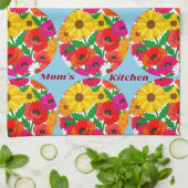 Mamas Küche Retro-Blumen Dopamin-Dekor Geschirrtuch (Gefaltet)