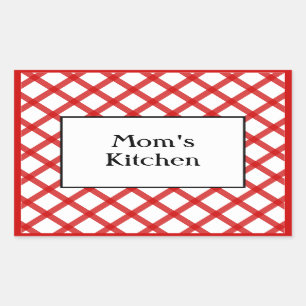 Mamas Küchen Custom Sprichwort Rote Karos Aufklebe Rechteckiger Aufkleber