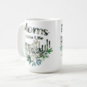 Mamas machen das Leben schön - glücklicher Muttert Kaffeetasse (Vorderseite Links)