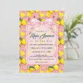 Mama's Main Squeeze Pink Bow Summer Baby Shower Einladung (Stehend Vorderseite)
