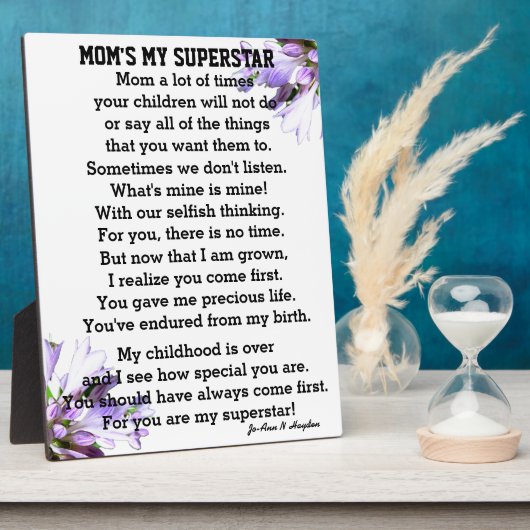 MAMAS MEINE SUPTER STAR Tabletop Plaque with Easel Fotoplatte (Seite)