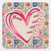 Mamas mit personalisiertem Namen überall in der Dr Quadratischer Aufkleber (Vorderseite)