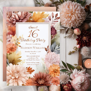 Mamas Pfingstrosen Florale Sweet 16 Geburtstagsf Folieneinladung