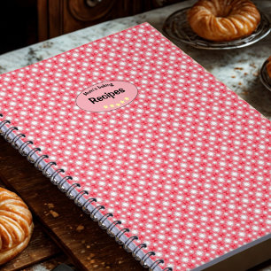 Mamas Rezepte angepasst rotes geometrisches Muster Notizblock