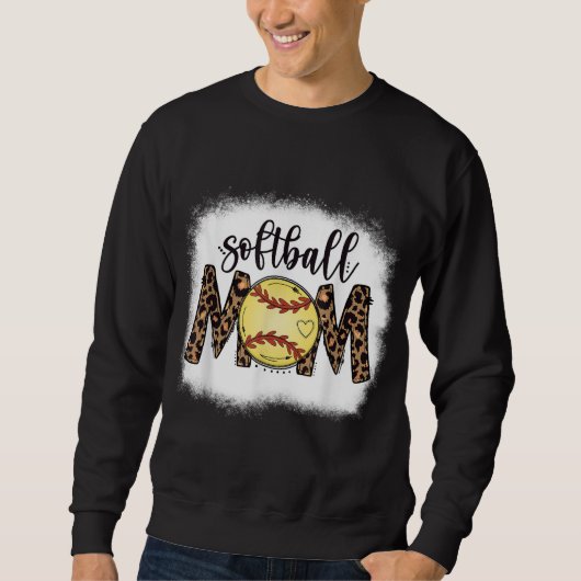 Mamas Softball Leopard geblasen FrauenSoftball Mo Sweatshirt (Vorderseite)
