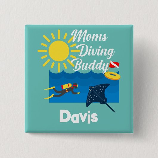 Mamas tauchen Buddy Design - Square Magnet Button (Vorderseite)