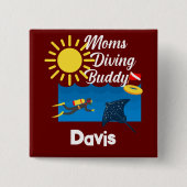 Mamas tauchen Buddy Design - Square Magnet Button (Vorderseite)