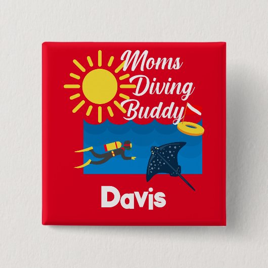 Mamas tauchen Buddy Design - Square Magnet Button (Vorderseite)