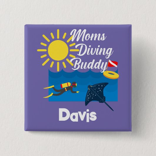 Mamas tauchen Buddy Design - Square Magnet Button (Vorderseite)