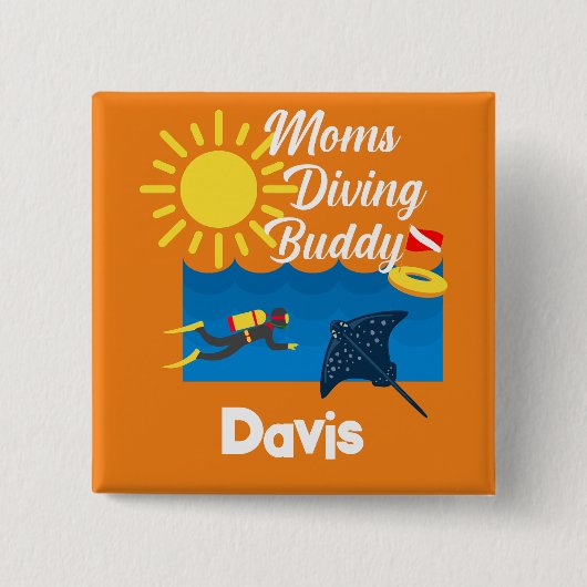 Mamas tauchen Buddy Design - Square Magnet Button (Vorderseite)
