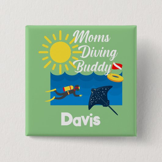 Mamas tauchen Buddy Design - Square Magnet Button (Vorderseite)