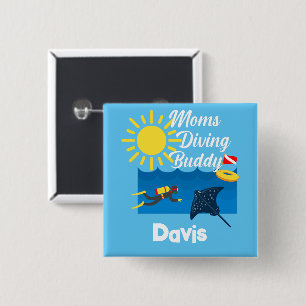 Mamas tauchen Buddy Design - Square Magnet Button