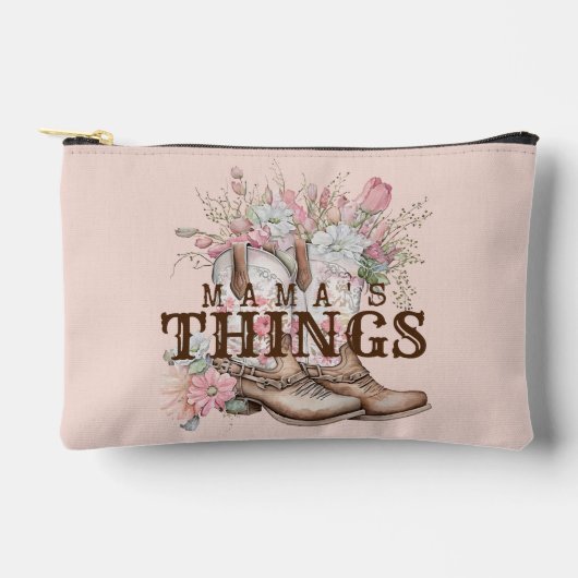 Mama's Things Western Cowboy Stiefel mit Blume Zubehörtasche (Vorderseite)