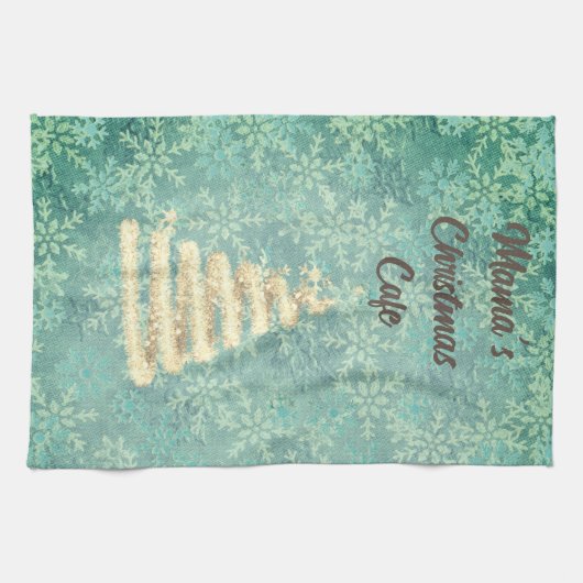 Mamas Weihnachtscafé - Schneeflocken Geschirrtuch (Horizontal)