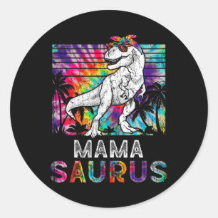 Mamasaurus Dinosaur Mama Saurus Familie Passende T Runder Aufkleber