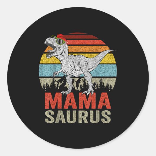 Mamasaurus Dinosaur Mama Saurus T Rex Funny Family Runder Aufkleber (Vorderseite)