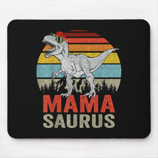 Mamasaurus Dinosaur Mama Saurus T Rex Lustige Fami Mousepad (Vorne)