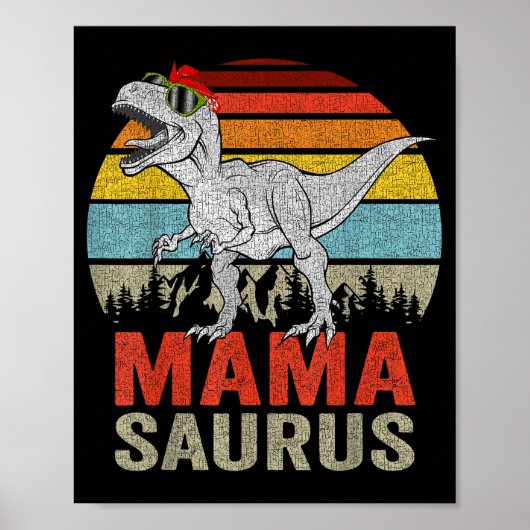 Mamasaurus Dinosaur Mama Saurus T Rex Lustige Fami Poster (Vorne)
