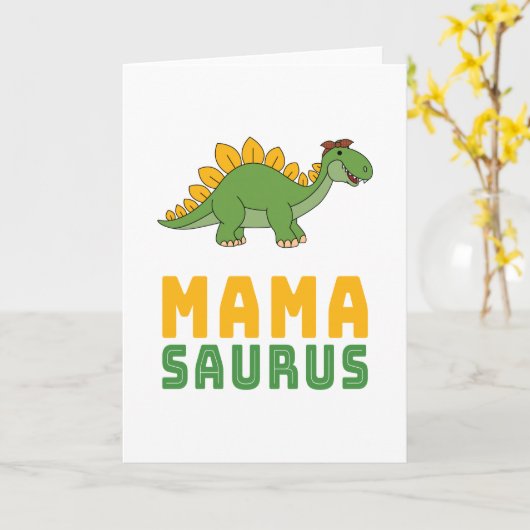 Mamasaurus Dinosaur Stegosaurus Mütter Tag Karte (Gelbe Blume)