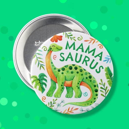 Mamasaurus Dinosaurier-Mama des Geburtstagsjungen Button