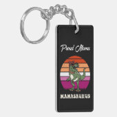 Mamasaurus Funny Dinosaur auf Lesbian Flag Sunset Schlüsselanhänger (Vorderseite links)