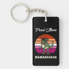 Mamasaurus Funny Dinosaur auf Lesbian Flag Sunset Schlüsselanhänger